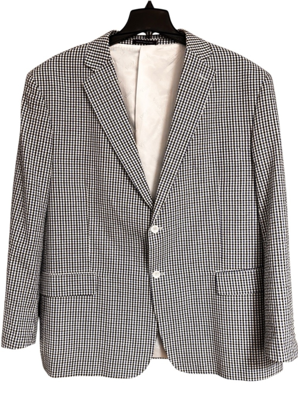 VINCI Gingham Plaid Sport Coat Jacket Blazer Mens Sz 5XL 100% Cotton Fully Lined
